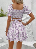 Two Piece Set With Ditsy Floral Print Dress Lady T Fashions
