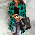 Women's Long Sleeve Plaid Print Button Front Casual Shirt For Spring & Fall Lady T Fashions