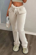 Women's Solid Color Casual Drawstring Tied Sports Pants Lady T Fashions