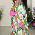 Ladies' Floral Print V-neck Tie Fashion Two-piece Set Lady T Fashions