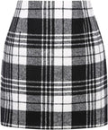 Women's High Waist Plaid Tight Pencil Wool Mini Skirt Lady T Fashions
