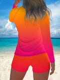 Blue Split Beach Swimsuit Sexy Ladies Outdoor Swimming Long Sleeve Upper Fitted Surfsuit Lady T Fashions
