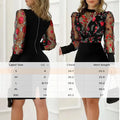 Women's Elegant Round Neck Long Sleeve See Through Floral Print Bodycon Dress For Spring & Summer Lady T Fashions