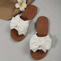 Women's Bowknot Design Flat Sandals, Slip On Open Toe Non-slip Summer Slides Shoes, Comfy Beach Shoes Lady T Fashions