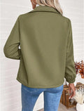 Casual Solid Color Zipper Fleece Jacket, Autumn Winter Lady T Fashions