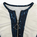 Women's Long Sleeve Shirts Zipper Color Block V Neck Tunic Tops Casual Blouse Lady T Fashions