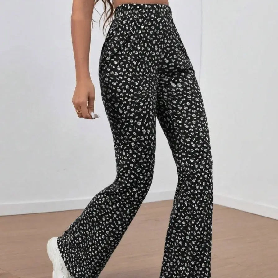 Ladies' Fashionable Casual High Waisted Pencil Geometric Printed Pants Lady T Fashions