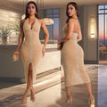 European And American Fashion Rhinestone Slim Fit Dress Lady T Fashions