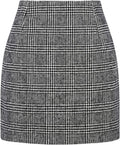 Women's High Waist Plaid Tight Pencil Wool Mini Skirt Lady T Fashions