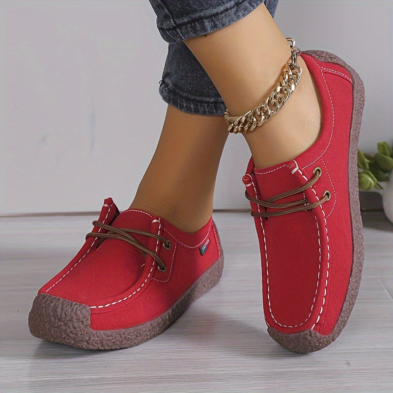 Women's Flat Loafers, Comfy Lace Up Soft Sole Flat Shoes, Casual Non Slip Walking Shoes Lady T Fashions