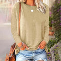 3 Pack Women's Solid Color Casual Set Round Neck Long Sleeve Tops For Spring&Fall Lady T Fashions