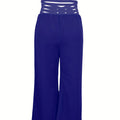 Ladies' Solid Color High Waisted Hollowed Out Fashionable New Product Versatile High Waisted Pants Straight Leg Flared Pants Lady T Fashions