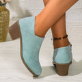 Chunky Heel Round Toe Ankle Boots With Side Zipper Design Fashion Fall Winter Short Boots For Women Shoes Lady T Fashions