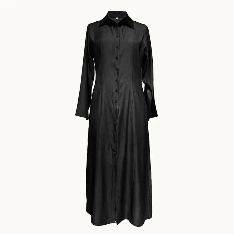 Womens Casual Button Down Denim Maxi Dress Long Sleeve Long Jean Dresses With Pockets Lady T Fashions