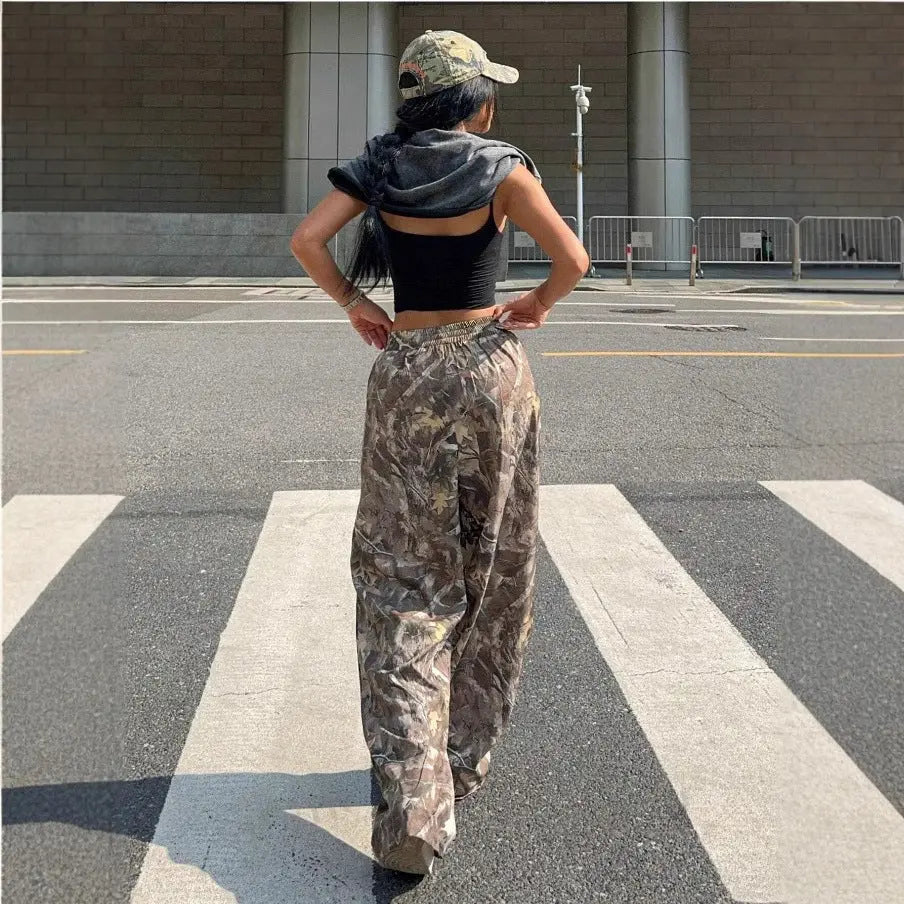 Slimming Casual Pants Hip Hop Retro Street Multi-pocket Camouflage Cargo Pants For Women Y2k Hip-hop Cargo Grunge Baggy Trousers Lady T Fashions