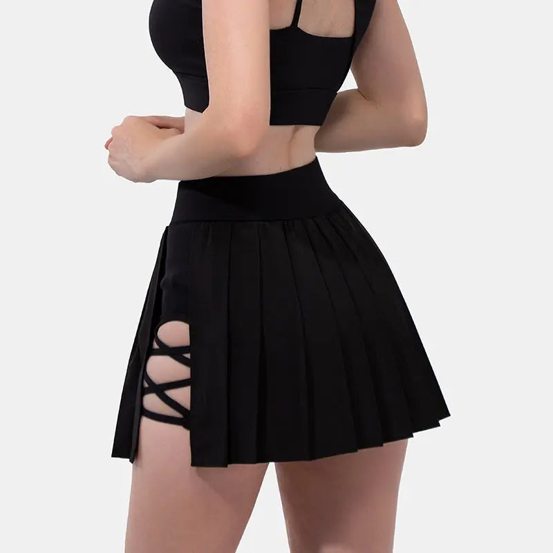 Pleated Exercise Skirt Anti-exposure Feather Tennis Yoga Skirts Lady T Fashions