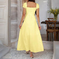 Women's Bohemian Backless Maxi Dress Flowy Ruffled Beach Dress With Adjustable Belt Summer Vacation Boho Dress For Casual Outings Lady T Fashions