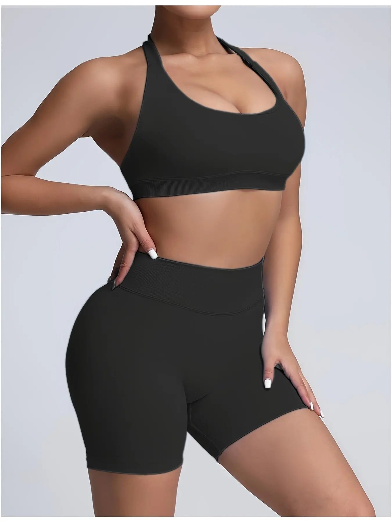 Women's Yoga Workout Set  Sports Bra High-Waist Shorts  Quick-Dry  Breathable Lady T Fashions