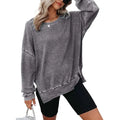Womens Waffle Knit Crewneck Sweatshirts Long Sleeve Side Slits Casual Pullover Sweatshirt Tops Lady T Fashions