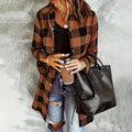 Women's Long Sleeve Plaid Print Button Front Casual Shirt For Spring & Fall Lady T Fashions