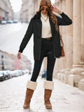 Casual Winter Clothes Contrast-Color Fur Collar Drawstring Waist Padded Padded Coat Lady T Fashions