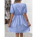 Women's Striped Tie Front Puff Sleeve Summer Casual Mini Dresses Loose Flowy Sundress Lady T Fashions