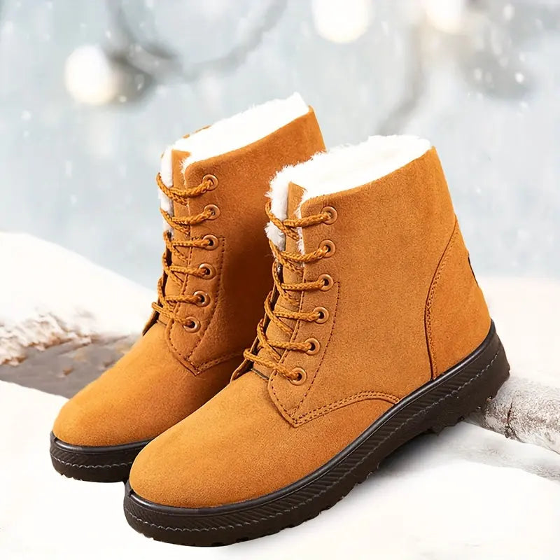 [Winter Snow Boots] Slip-Resistant & Plush Lined Women's Winter Snow Boots | PU Sole, Lace-Up Closure, Cushioned Insole - Cold Weather Boots for Everyday & Formal Outfits - Extended Sizes up to US Women's 44 (EU 43) - Black B Lady T Fashions