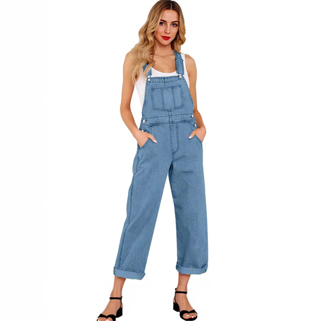 Loose Women's Denim Suspender Pants Lady T Fashions
