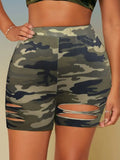 Ladies' Camouflage Perforated Fashionable Casual Shorts Lady T Fashions
