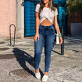 Multi-pocket High-stretch Mid-rise Zipper-hem Skinny Pencil Pants, Urban Style Women's Jeans And Clothing Cargo Jeans Amazon Don't Sell Lady T Fashions