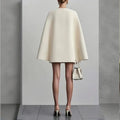 Women's Elegant Solid Color V Neck Double-Breasted Cape Blazer Dress Spring & Summer Party Banquet Outfit Lady T Fashions
