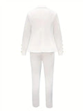 All Season Professional Women's Suit Set, Double Breasted Buttons, Gold Buttons, Essential For The Office, Women's Clothing For Autumn And Winter Seasons Lady T Fashions