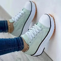 Women's Chunky Canvas Shoes, Non Slip Lace Up Casual Sneakers, Thick Sole Running Sports Shoes Lady T Fashions