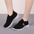 Women's Daisy Knitted Sock Sneakers, Breathable & Comfortable Lace Up Sports Shoes, Casual Running Walking Sneakers Lady T Fashions