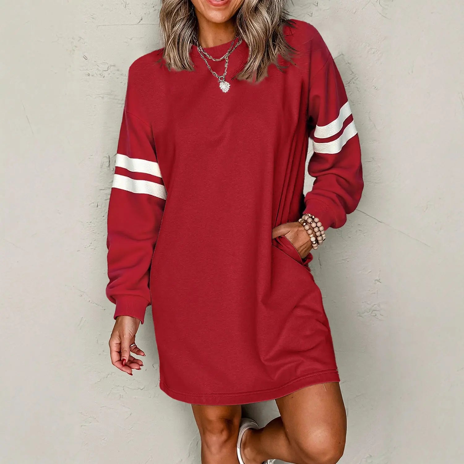European And American Leisure Loose All-match Round Neck Dress Lady T Fashions