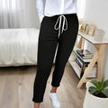 Women's Solid Color Casual Pants - Stretchy Waist With Drawstring Comfortable Lounge Pants Lady T Fashions