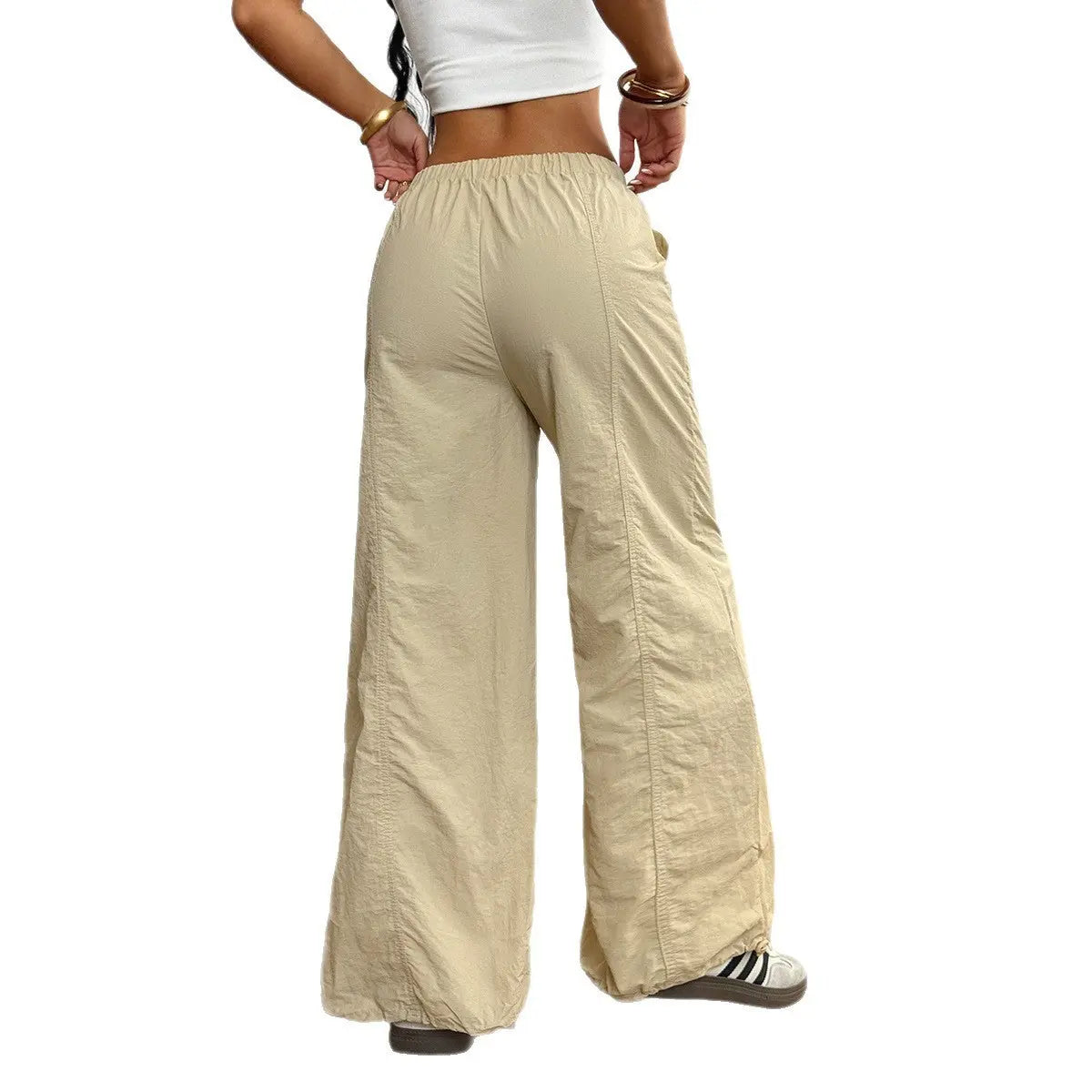 Casual Simple Drawstring Straight-leg Trousers Lady T Fashions