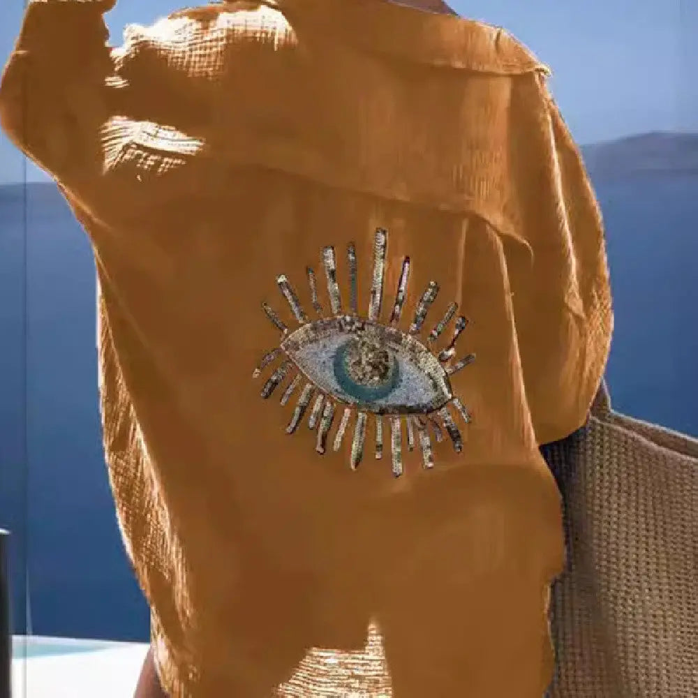 Women's Outdoor Beach Shirt Casual Sequin Beaded Shirt Lady T Fashions