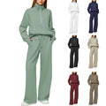 Solid Color Long-sleeved Sweater Trousers Suit Women's Suit Lady T Fashions