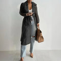 Women's Solid Color Half Sheer Long Sleeve Cardigan With Buttons & Belt - Lightweight Cover-Up For Summer Lady T Fashions