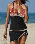 Swimsuit Women's Seaside Vacation Drawstring V-neck Sexy Split Lady T Fashions