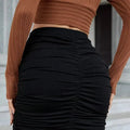 Women's Solid Color Tight Pleated Skirt Sexy Short Skirt Lady T Fashions