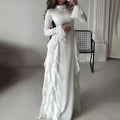 Women's Round-neck Flared Sleeves Temperament High Waist Slimming Patchwork Dress Lady T Fashions