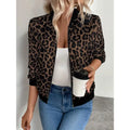 Women's Leopard Print Zip Up Lightweight Bomber Jacket Casual Long Sleeve Outerwear Lady T Fashions