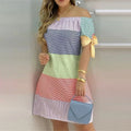Womens Fashionable Off-Shoulder Slim Dress With Elegant Knot Detail Sexy Spring & Summer Evening Dress Lady T Fashions