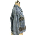 Women's Cropped Distressed Denim Jacket Ripped Button Down Jean Jacket Long Sleeve Casual Streetwear Coat Lady T Fashions