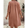 Womens Cotton Shirt Dress Summer Casual Short Sleeve Button Down V Neck Loose Mini Dress With Pockets Lady T Fashions