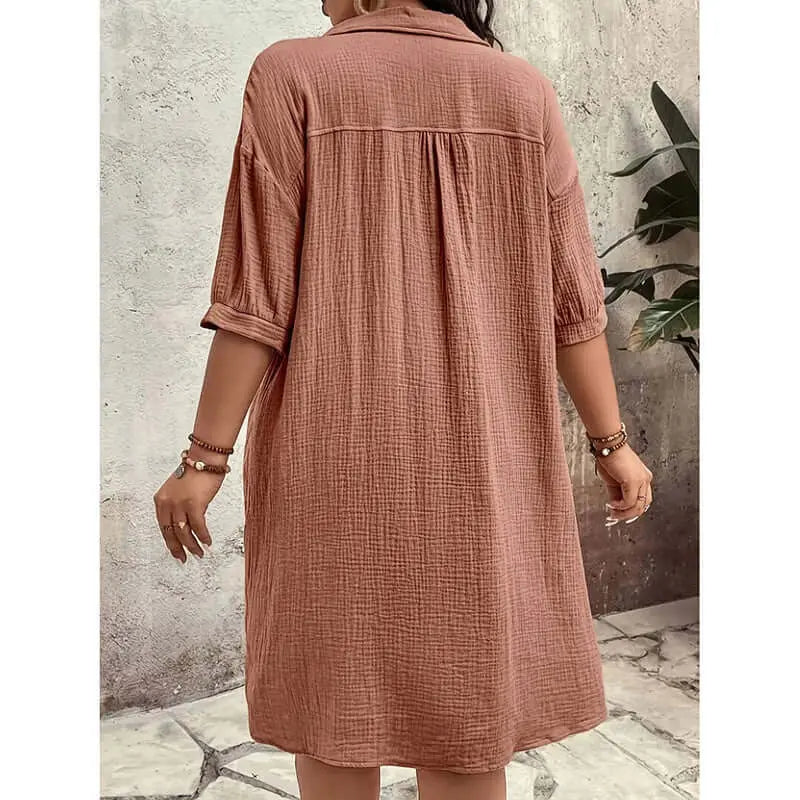 Womens Cotton Shirt Dress Summer Casual Short Sleeve Button Down V Neck Loose Mini Dress With Pockets Lady T Fashions