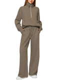Solid Color Long-sleeved Sweater Trousers Suit Women's Suit Lady T Fashions