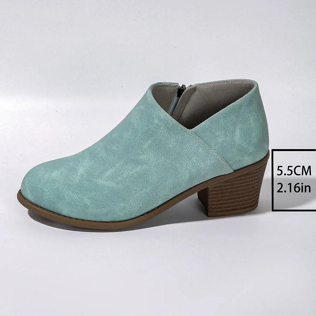 Chunky Heel Round Toe Ankle Boots With Side Zipper Design Fashion Fall Winter Short Boots For Women Shoes Lady T Fashions